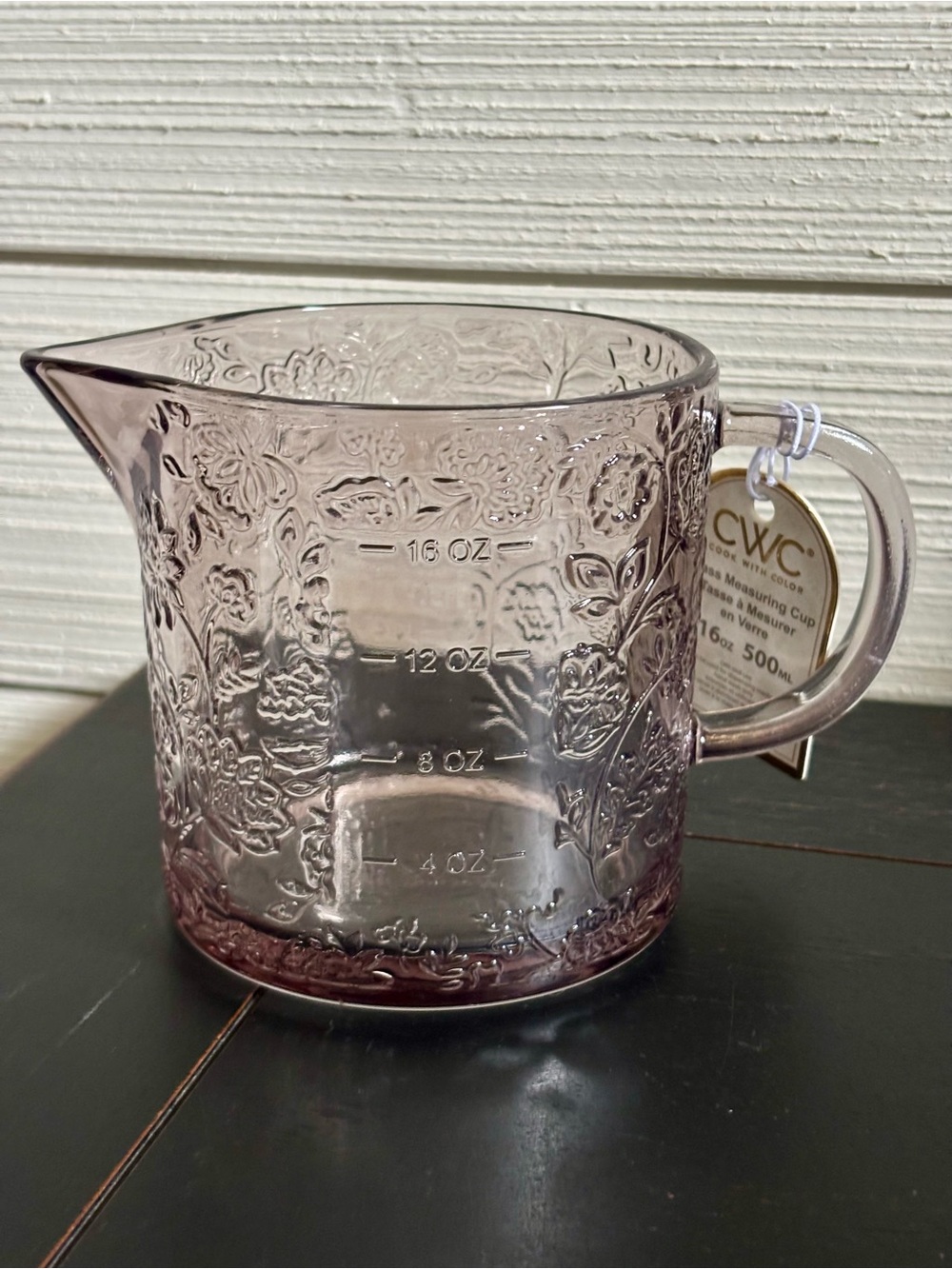 CWC Cook With Color Brown Floral Glass Measuring Cup 16oz ~ 2 Cups NEW - Picture 4 of 8